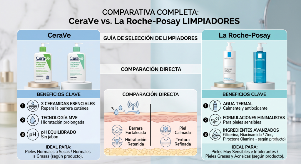Limpiadores faciales: CeraVe vs La Roche-Posay ¿Cuál es mejor?